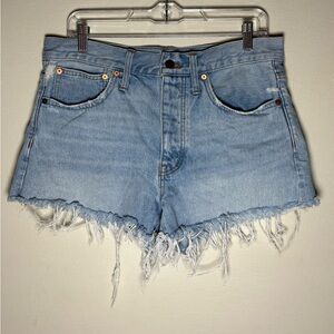 Madewell High-Rise Relaxed Denim Frayed Hem Women's Shorts Size 27